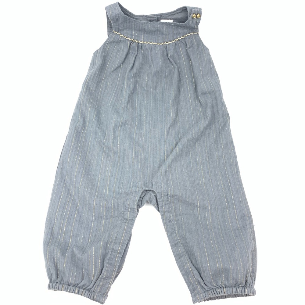 Baby Gap Gray and Gold Striped Jumpsuit